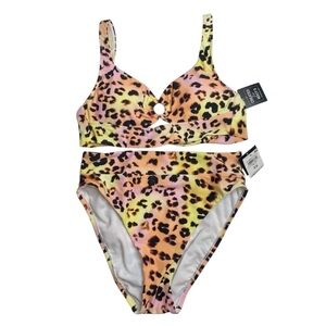 Bar III Banded Ring Bikini Top & High-Rise Bikini Bottoms Summer Heat Animal XS